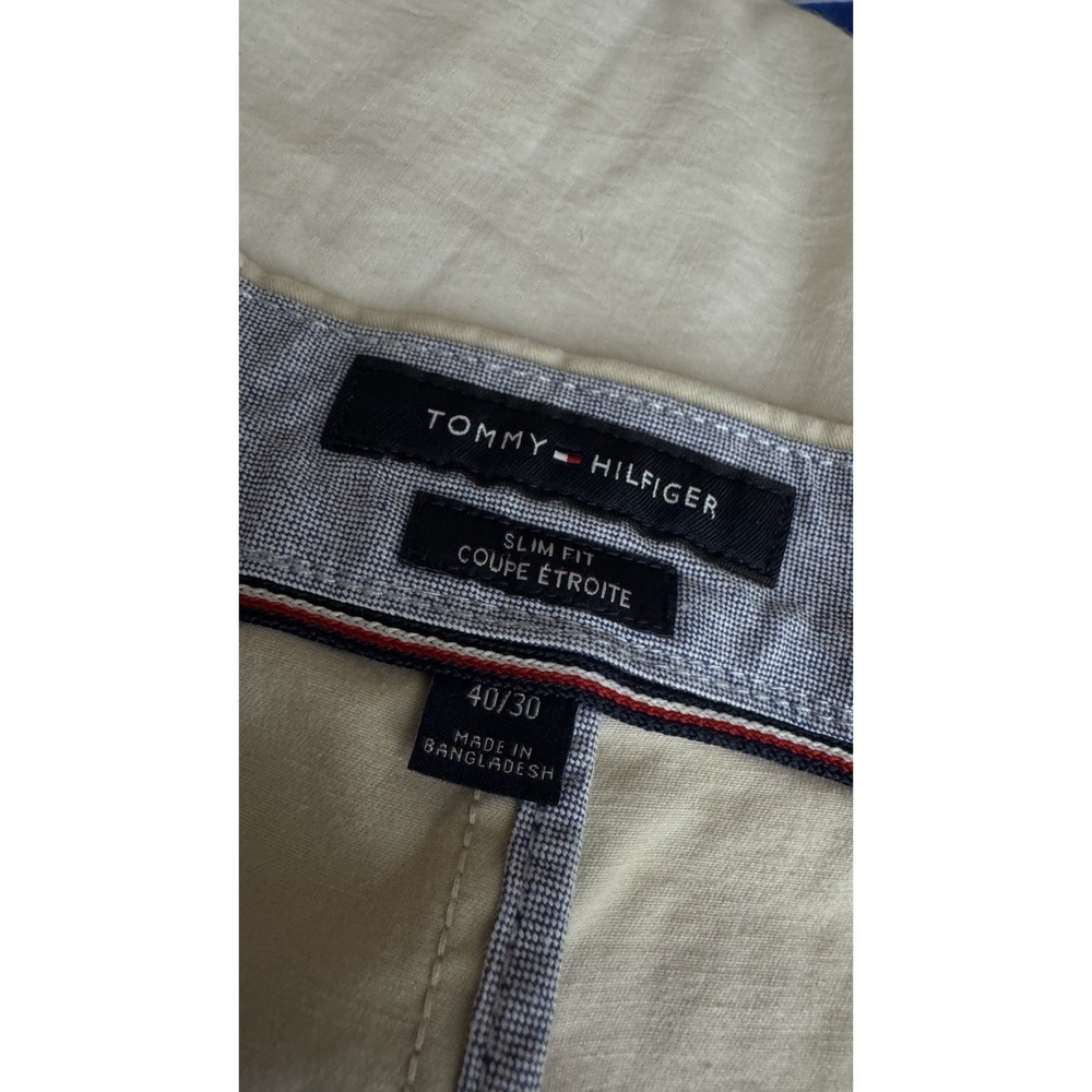 Tommy Hilfiger Chino Pants Men 40x30 Khaki Regular Fit Stretch READ